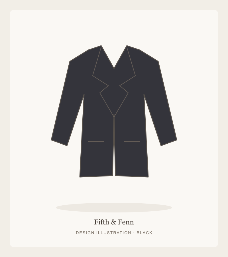 Original illustration of our structured black blazer